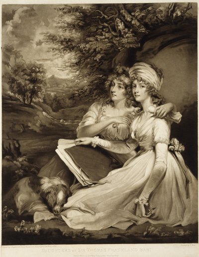 トーマスフランクランド卿の娘たち、バロネット、1797年（茶色のインクのメゾチント） 作： William Ward