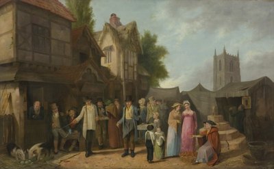 インの外のシーン、おそらくロングアッシュトン、ブリストル、1824年頃（パネルに油彩） 作： William West