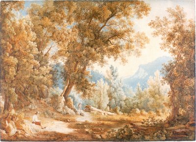 人物のいる風景、1807～1820年頃（水彩） 作： William Westall