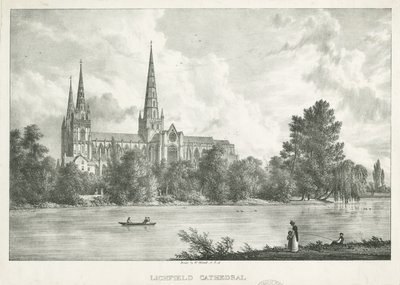リッチフィールド大聖堂-サウスビュー：リトグラフ、nd [1781-1850] 作： William Westall