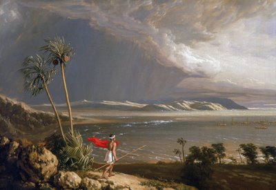 1803年2月、ポバスー島（オーストラリア）のマレー湾の眺め。キャンバスに油彩、19世紀初頭、ウィリアム・ウェストール（1781-1850）作。 作： William Westall
