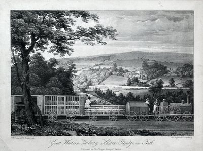 グレート・ウェスタン鉄道、バース近郊のケルストン橋、1835-40年頃（リトグラフ、紙） 作： William Weston Young