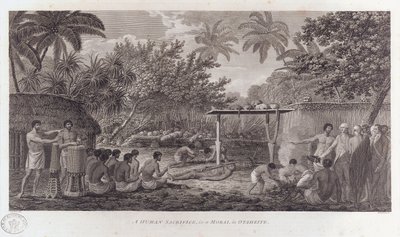 南太平洋のタヒチでの人間の犠牲、c1773 作： William Woollett