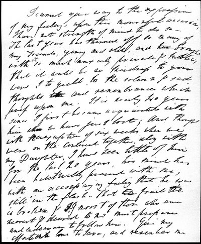1834年7月25日、1834年7月29日、叔父と義理の父、サミュエルテイラーコールリッジの死についてのヘンリーネルソンコールリッジへの哀悼の手紙（紙にペンとインク） 作： William Wordsworth