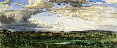 北欧の風景」（紙に鉛筆の上に水彩画） 作： William Wyld