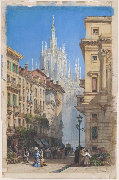 脇道から見たミラノのドゥオーモ 作： William Wyld