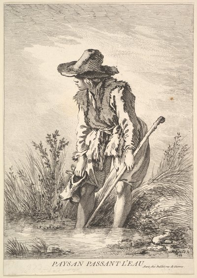 農民の交差する水、1786年。 作： William Wynne Ryland