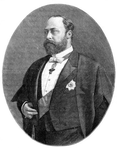 1900年、ミドルテンプルのベンチャーとしてのローブを着たプリンスオブウェールズ。 作： William and Daniel Downey