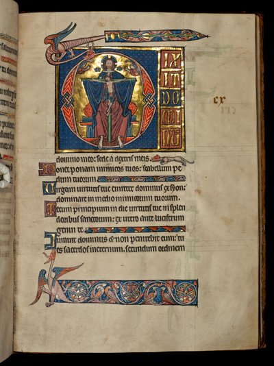 Ms 322 f.113r Psalm 109、initial D、The Holy Trinity、illustration from the &39;De Brailes Psalter&39;、c.1250 作： William de Brailes  