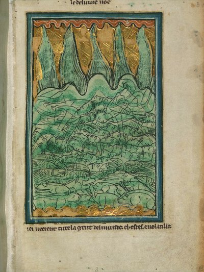 「ノアの洪水」、c.1250（羊皮紙のインクと顔料） 作： William de Brailes