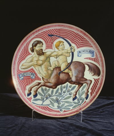 CheironとAchilleus（セラミック）を描いた充電器 作： William de Morgan