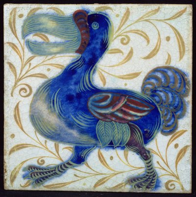 鳥のデザインのタイル（セラミック） 作： William de Morgan