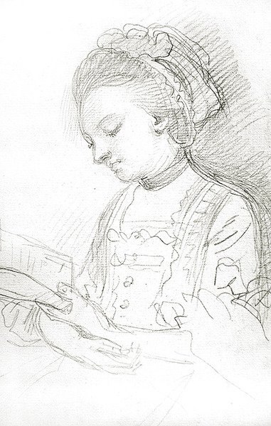読書する女性（紙に木炭） 作： William of Bath Hoare