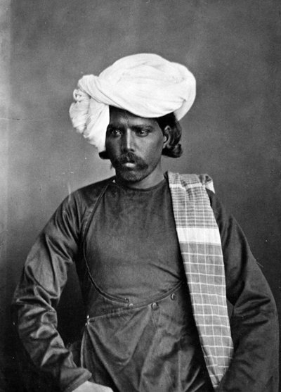 「インドのコスチュームと人々」の男の肖像、1860年頃 作： Willoughby Wallace Hooper