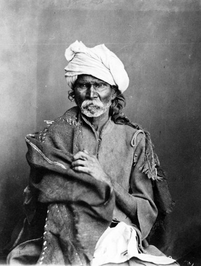 「インドのコスチュームと人々」の1860年代頃のインド人男性の肖像 作： Willoughby Wallace Hooper