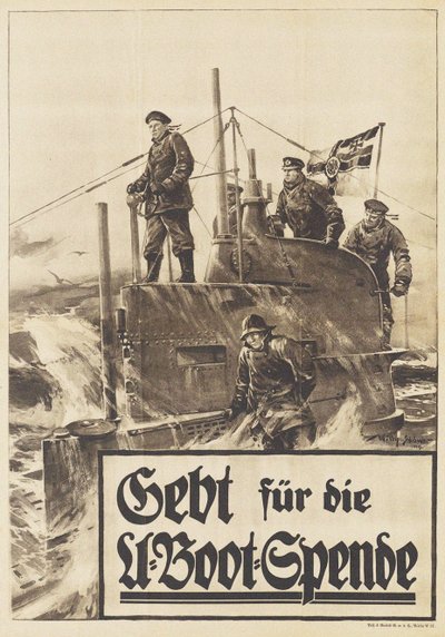 潜水艦寄付に寄付する。ポスター、1917 作： Willy Stöwer