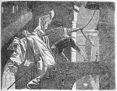 「恐怖とは何かを学ぶために旅立った若者の物語」（木版画 作： Willy von Beckerath