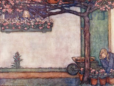 ガーデニングの絵本：窓辺の庭（カラーリトグラフ） 作： Winifred Cayley Robinson