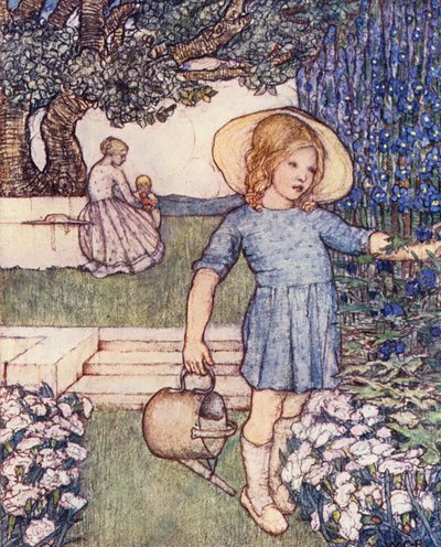 ガーデニングの子供の本ひばりとピンク（カラーリトグラフ） 作： Winifred Cayley Robinson