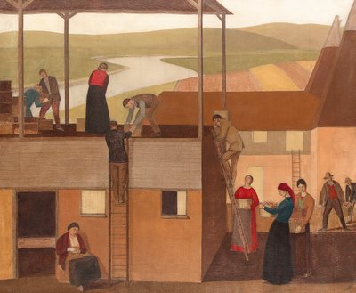 壁装飾のデザイン、1918年頃（キャンバスに油彩） 作： Winifred Knights
