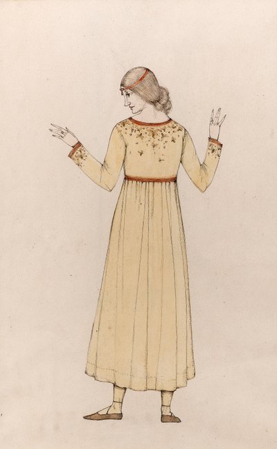 自画像（紙にウォッシュを施したペンとインク） 作： Winifred Knights
