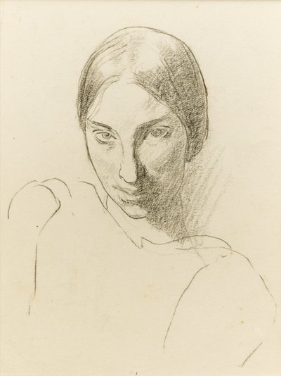 自画像、1923年頃（紙に黒いチョーク） 作： Winifred Knights