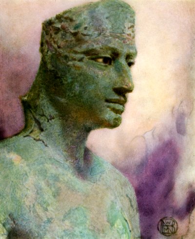 紀元前24〜23世紀の古代エジプトのファラオ、ペピー1世の銅像の頭部。紀元前1926年。 作： Winifred Mabel Brunton