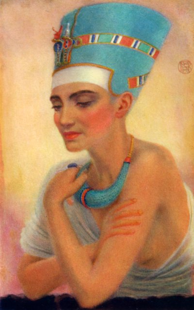 ネフェルティティ、18王朝の古代エジプトの女王、紀元前14世紀、1926年。 作： Winifred Mabel Brunton