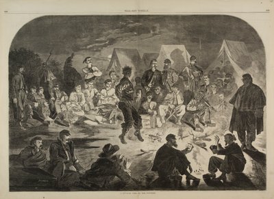 ポトマックでのビバーク火災（『ハーパーズ・ウィークリー』1861年12月21日号より 作： Winslow Homer