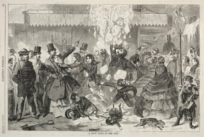 1860年、市内の雪滑り台。 作： Winslow Homer