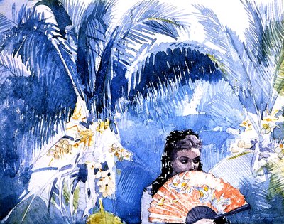 ファンを持つスペインの女の子 作： Winslow Homer