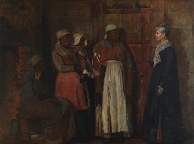 1876年の「老嬢の訪問」。 作： Winslow Homer