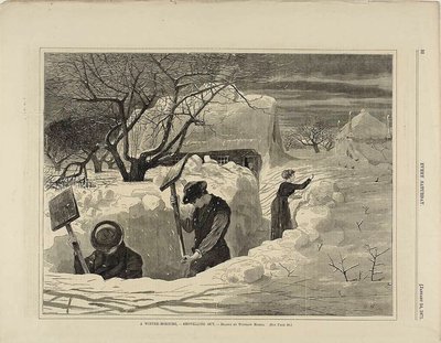 雪かきをする冬の朝 作： Winslow Homer