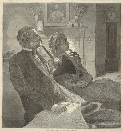 1870年1月1日付『ハーパーズ・バザール』より「今年もまた古時計がやってきた 作： Winslow Homer