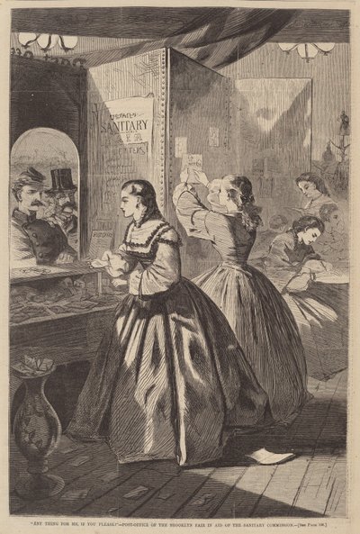 Any Thing for Me, If You Please - Post Office of the Brooklyn Fair in Aid of the..., 1864年発行 作： Winslow Homer