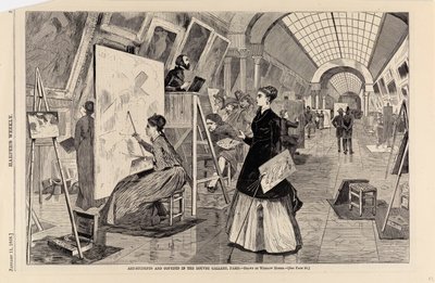 パリのルーヴル美術館の画学生と模写家たち（1868年1月11日付『Harper