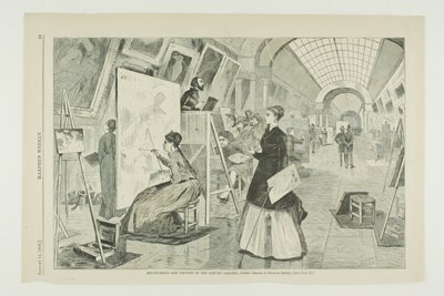 パリ、ルーヴル美術館の画学生と模写家たち 作： Winslow Homer