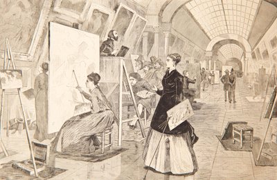 1868年1月11日、パリのルーブル美術館の美術学生と模倣者 作： Winslow Homer