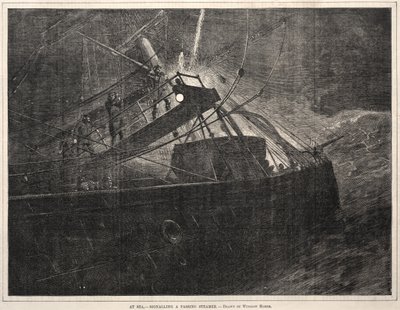 海で、通過する汽船に信号を送る、1871年。 作： Winslow Homer