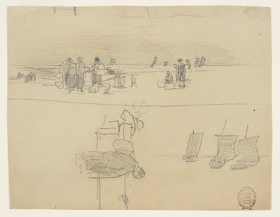 ビーチ シーン, ∥で∥, 女性, 届く, バスケット, cullercoats, イギリス 作： Winslow Homer