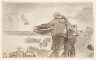 ボートと人がいるビーチ、カラーコーツ、イングランド 作： Winslow Homer