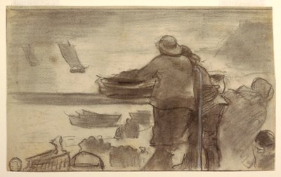 ボートと人のいるビーチ、カラーコーツ、イギリス 作： Winslow Homer
