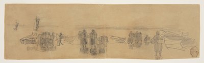 4 つの漁船があるビーチ、カラーコーツ、イングランド 作： Winslow Homer
