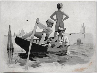 男子水泳、グロスター・ハーバー 作： Winslow Homer