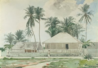 キャビン、ナッソー、1885年（トイレと紙に鉛筆） 作： Winslow Homer