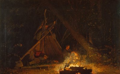 キャンプファイヤー、1880。 作： Winslow Homer