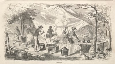 キャンプミーティングスケッチ：料理、1858年。 作： Winslow Homer