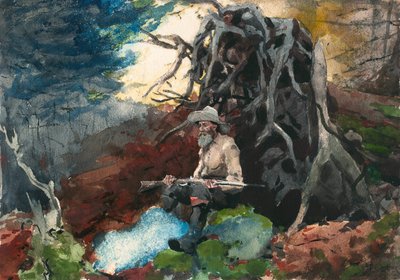 キャンプファイヤー、アディロンダック 作： Winslow Homer