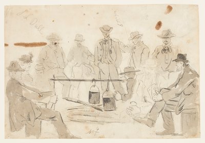 兵士とキャンプファイヤー 作： Winslow Homer