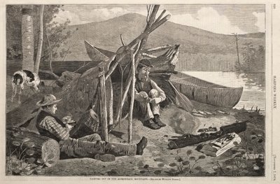 アディロンダック山脈でのキャンプ、1874年。 作： Winslow Homer